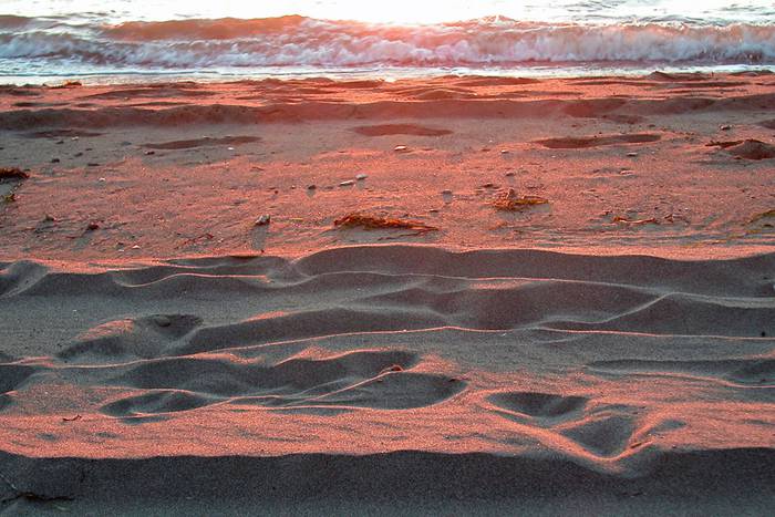 Fusspuren im Sand.